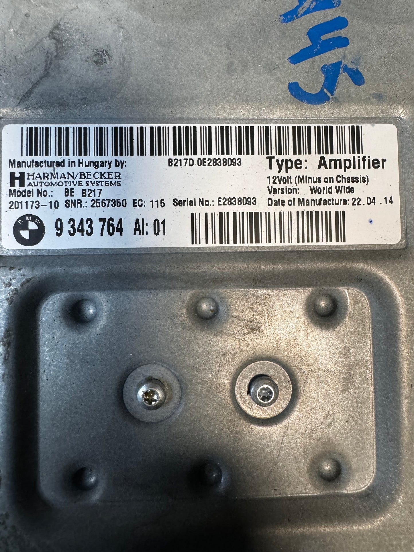 BMW F06 F10 F12 5/6 SERIES TOP HiFI HARMAN/BECKER AMPLIFIER SYSTEM OEM 9343764